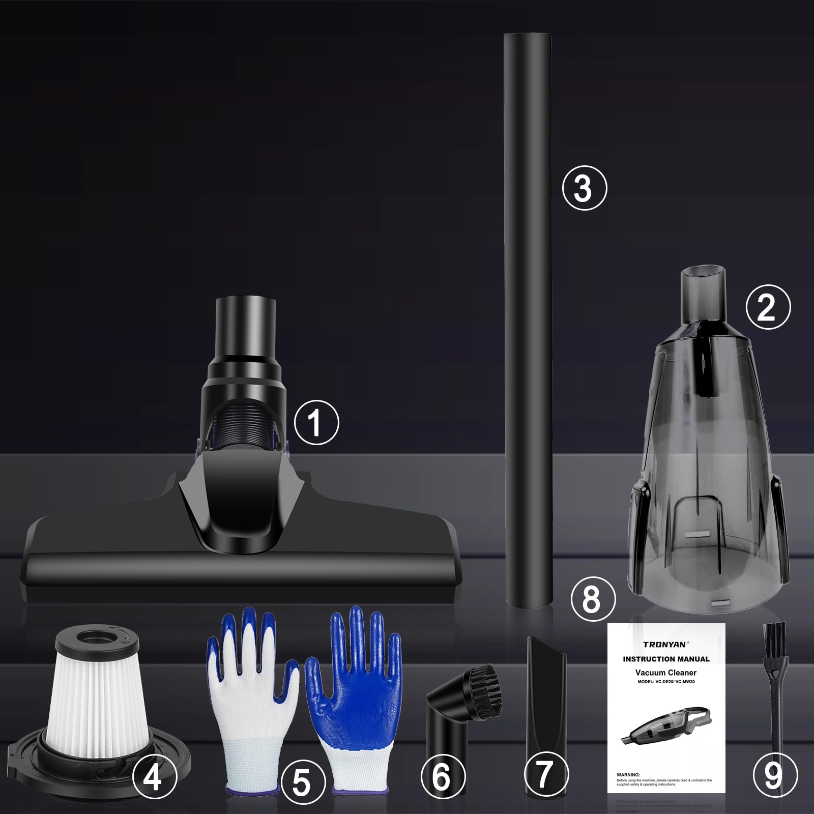 TRONYAN 600ml detachable dust bin enables quick disposal after use