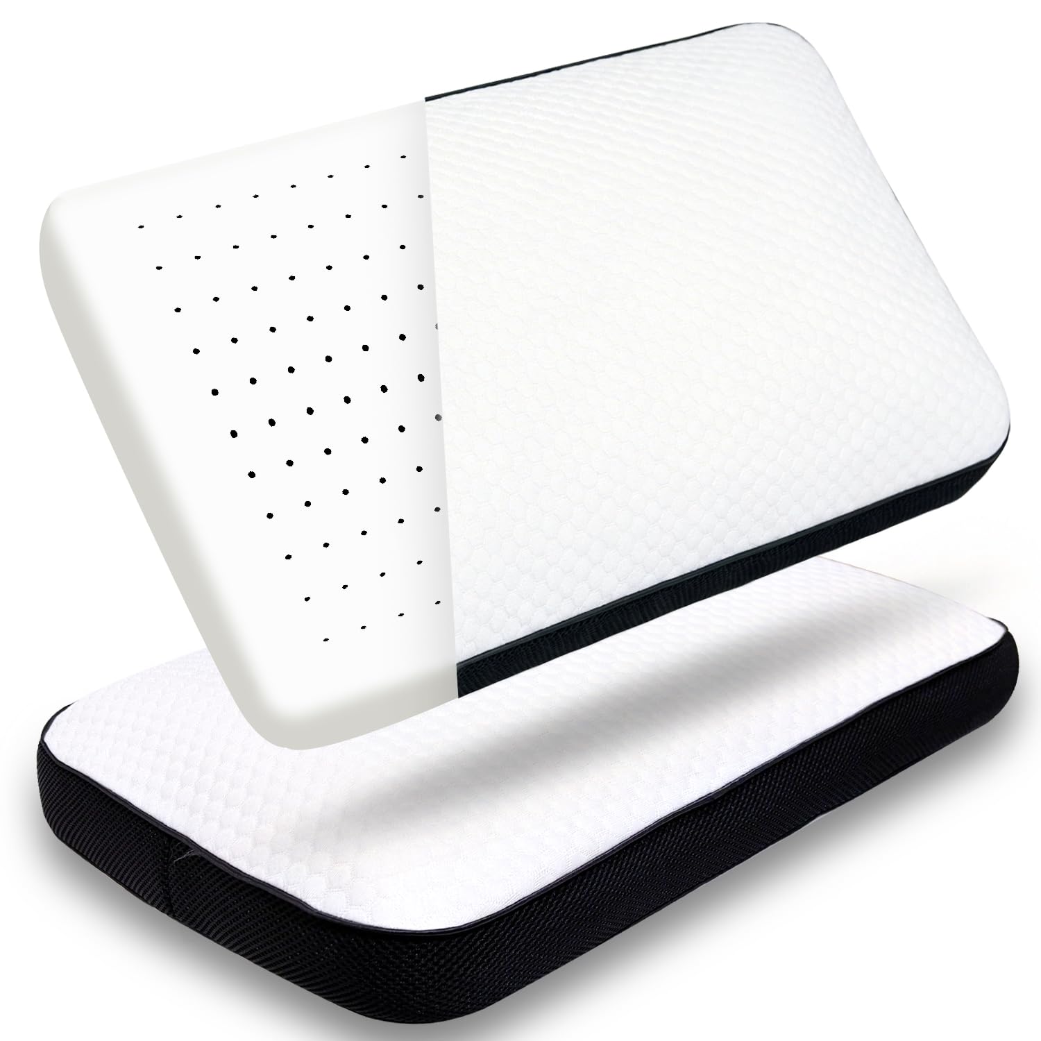 Trrisaun memory foam pillow set 2 cooling for restful sleep and contour support