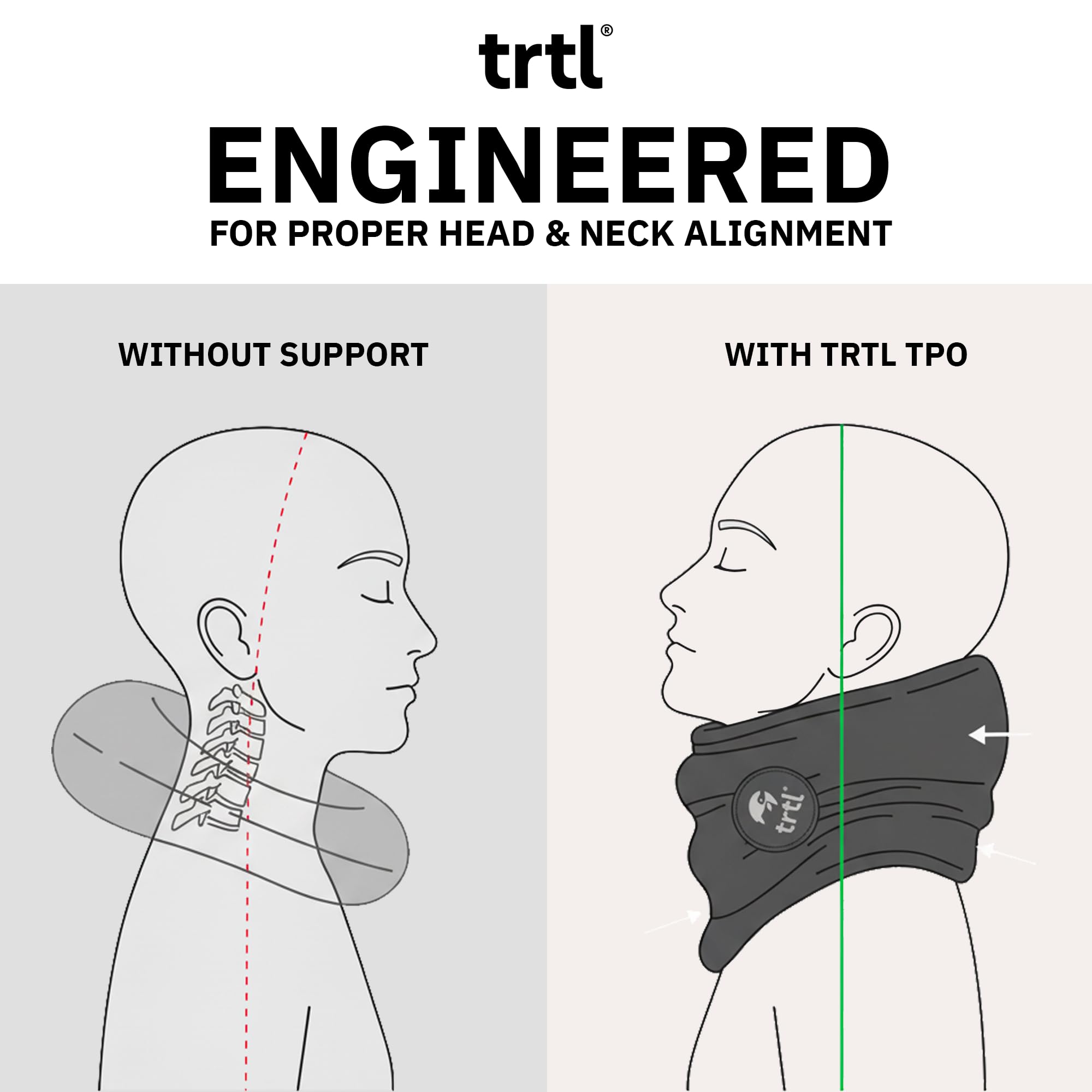 Trtl Pillow grey cover complements luggage and style