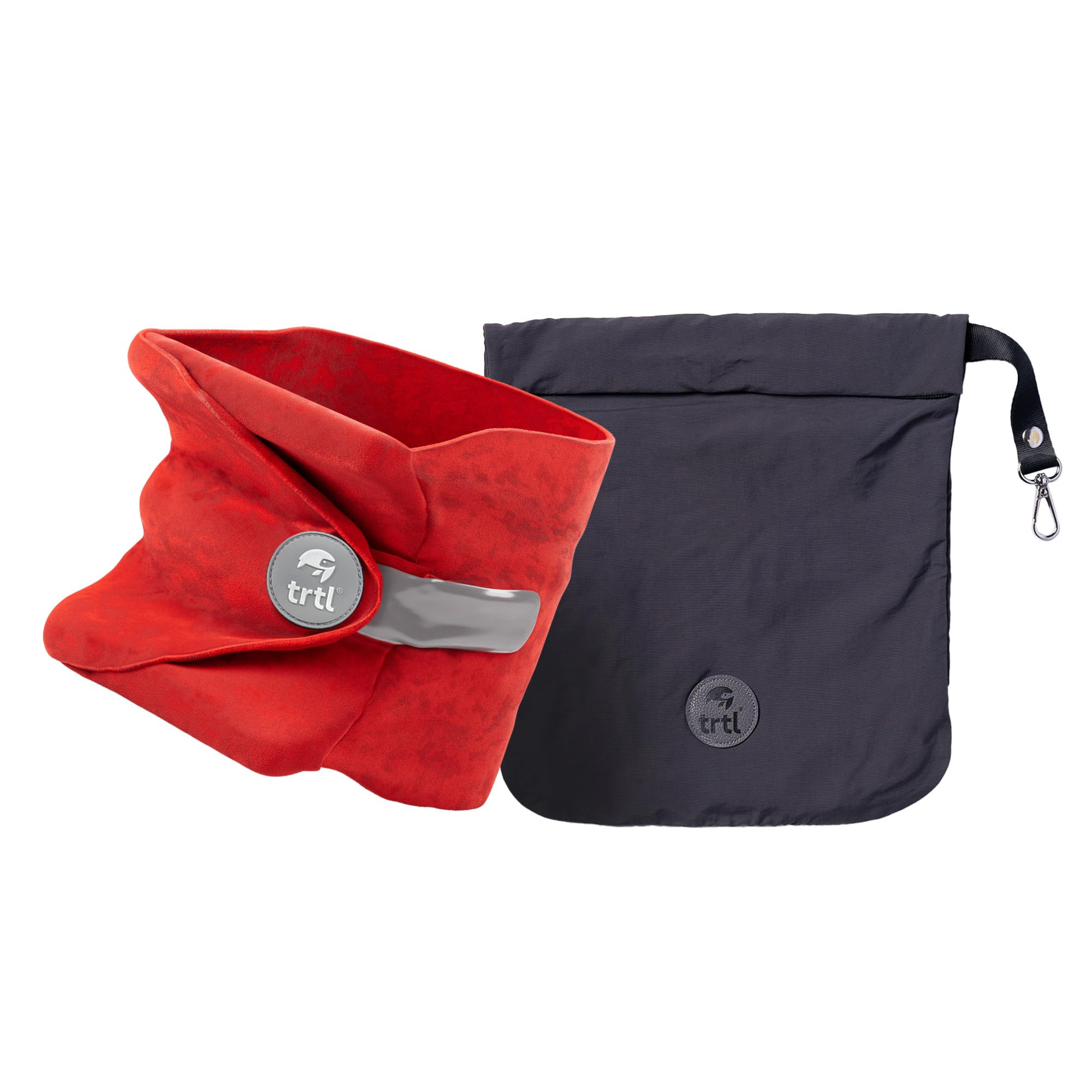 trtl Pillow neck-support ergonomic design for upright rest during flights and car trips.