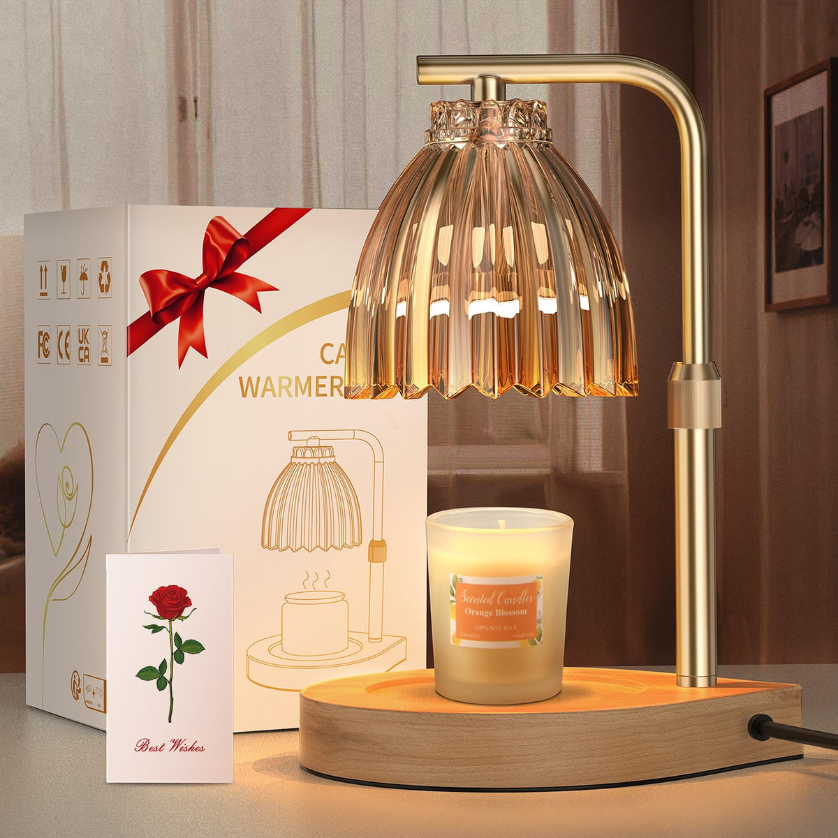 Trtyldt adjustable-height candle warmer lamp enabling flexible placement and lighting