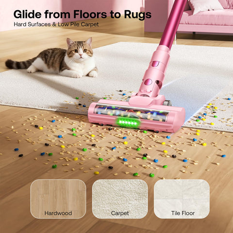 Trucozie pink cordless vacuum ready for quick, everyday cleaning.