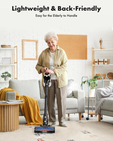 Pet hair removal on sofas and floors with Trucozie cordless vacuum.