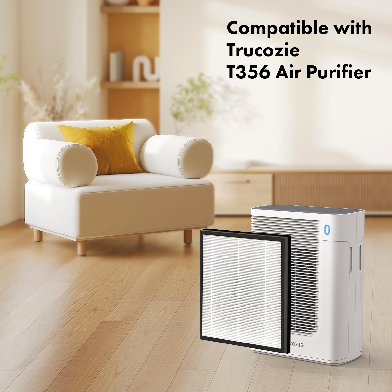Trucozie T356 filter pack installed in purifier for dust capture.