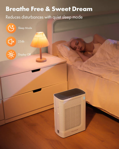 Trucozie T356 sleep mode icon shows ultra-quiet operation during rest.