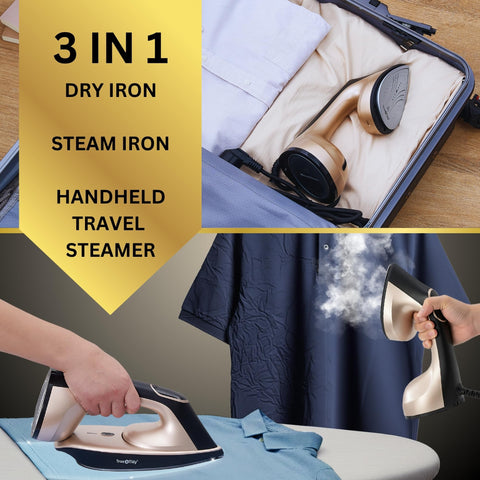True & Tidy DuoPress XL smart temperature control protects fabrics with three settings.