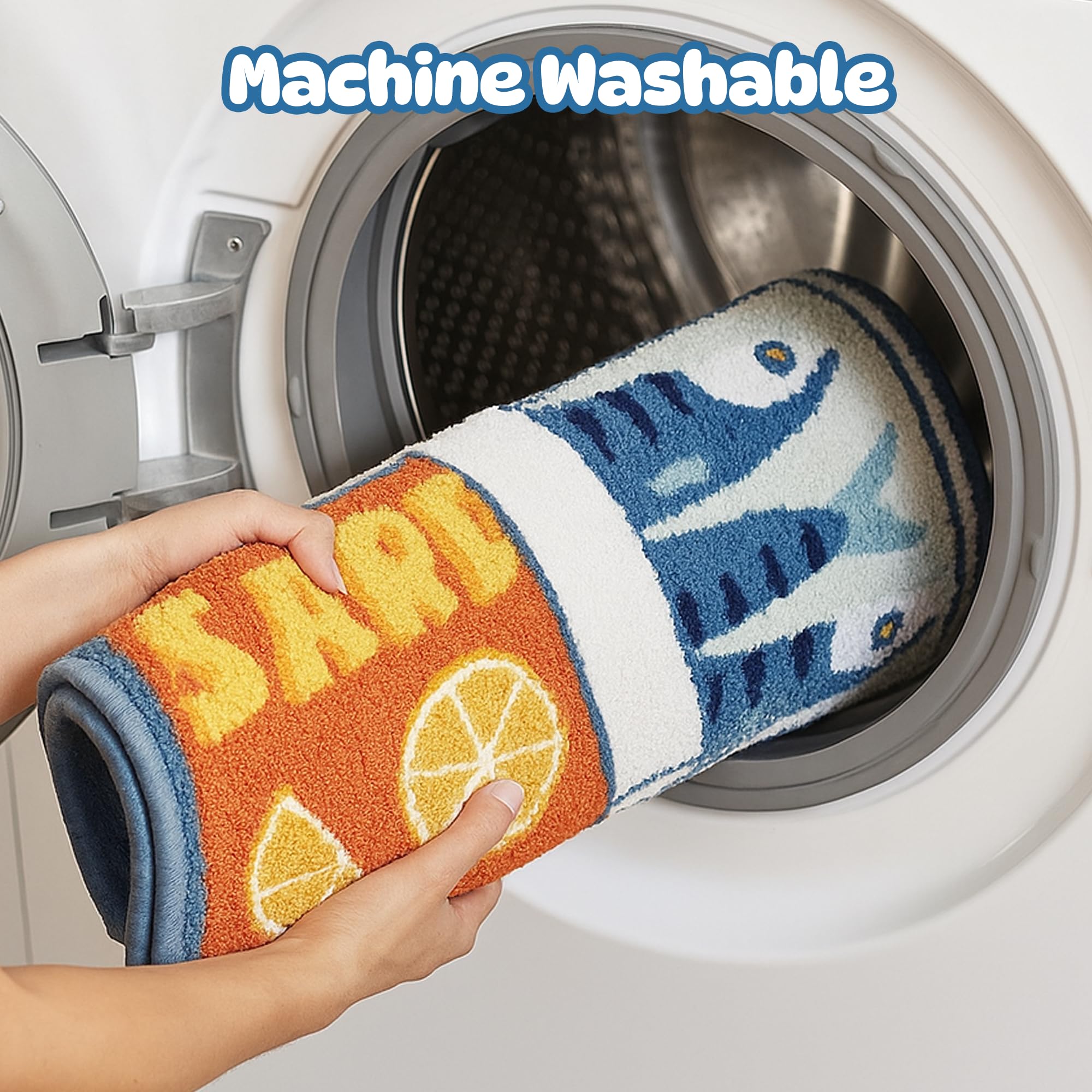 TRUEDAYS Sardine-Can Bath Mat cartoon design adds playful charm to any room