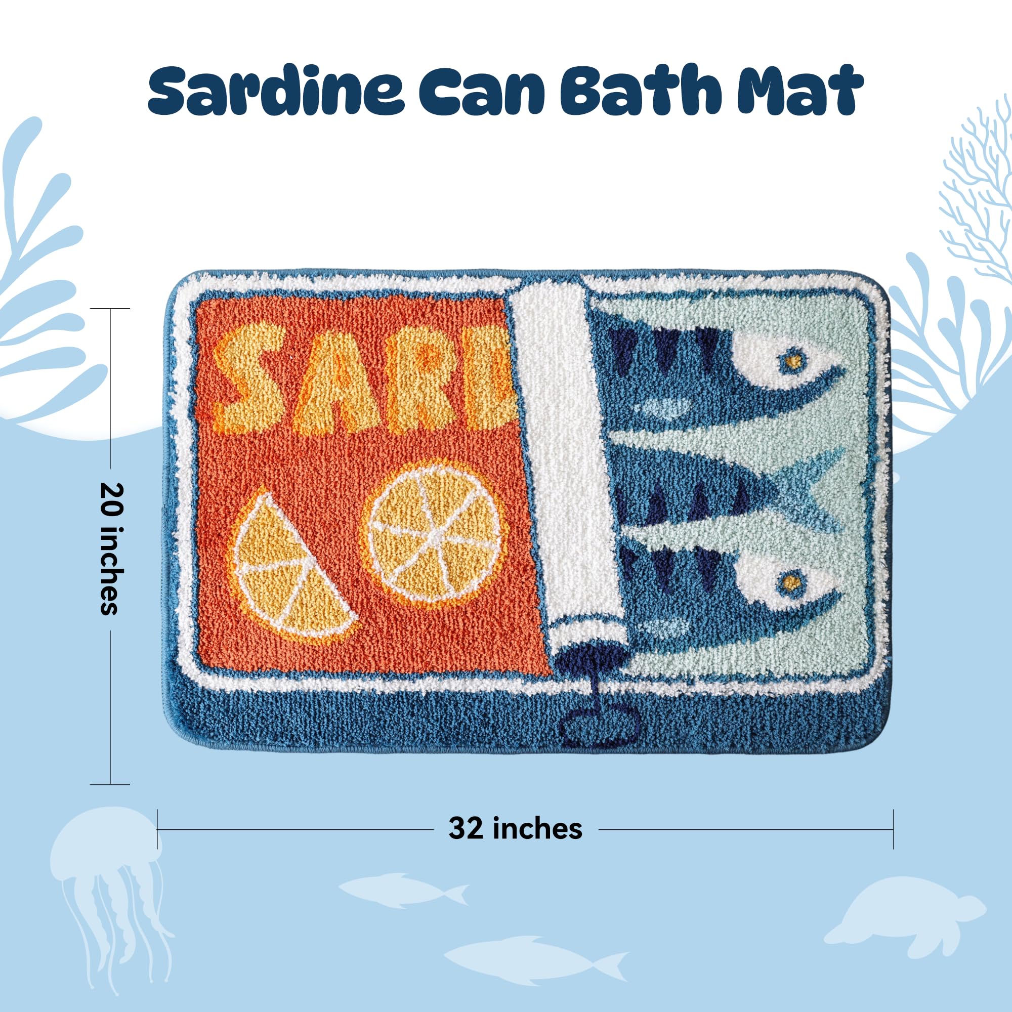 TRUEDAYS Sardine-Can Bath Mat lemon detail brightens spaces and helps keep floors dry