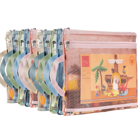 TrueLux 10-pack colored mesh pouches for quick toy and book organization.