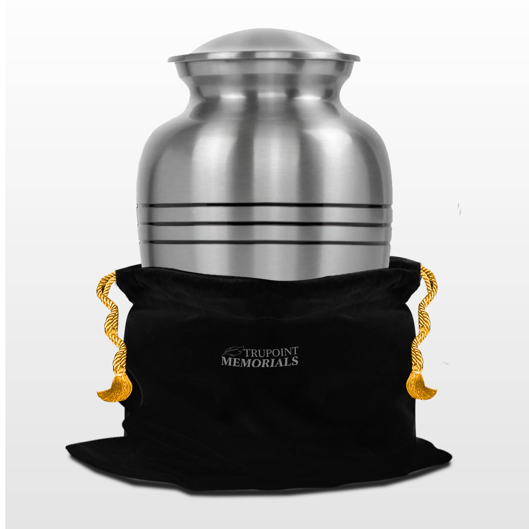 Trupoint Memorials adult ashes urn in silver tone offers a timeless tribute.