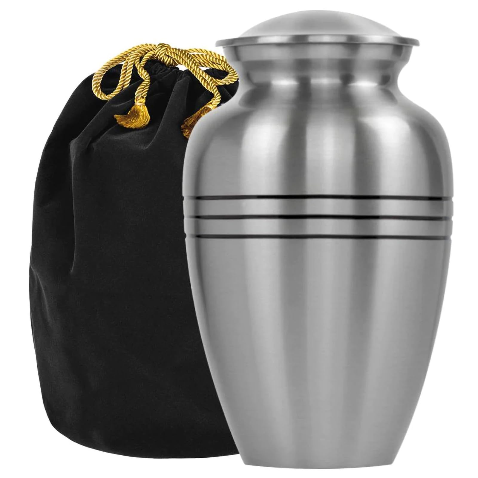 Trupoint Memorials cremation urn in silver pewter finish showcases durable memorial design.