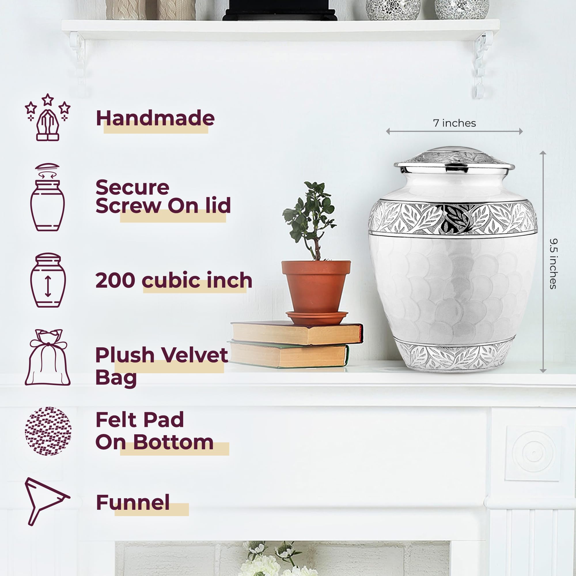 Trupoint Memorials engraved Mother of Pearl urn adds elegant personalization