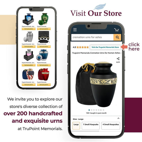Trupoint Memorials Grecian urn dimensions 11x7 inches for adult remains.