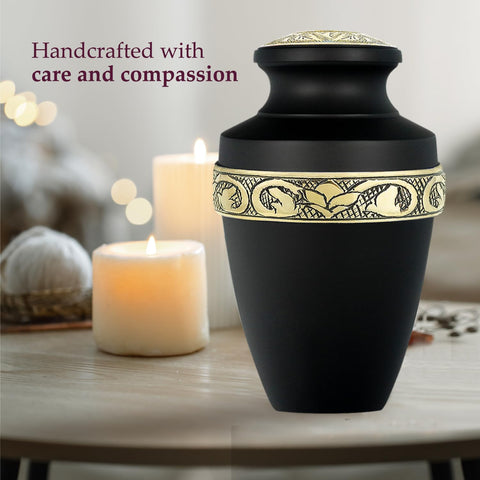 Trupoint Memorials Grecian urn with screw-top lid for secure closure.