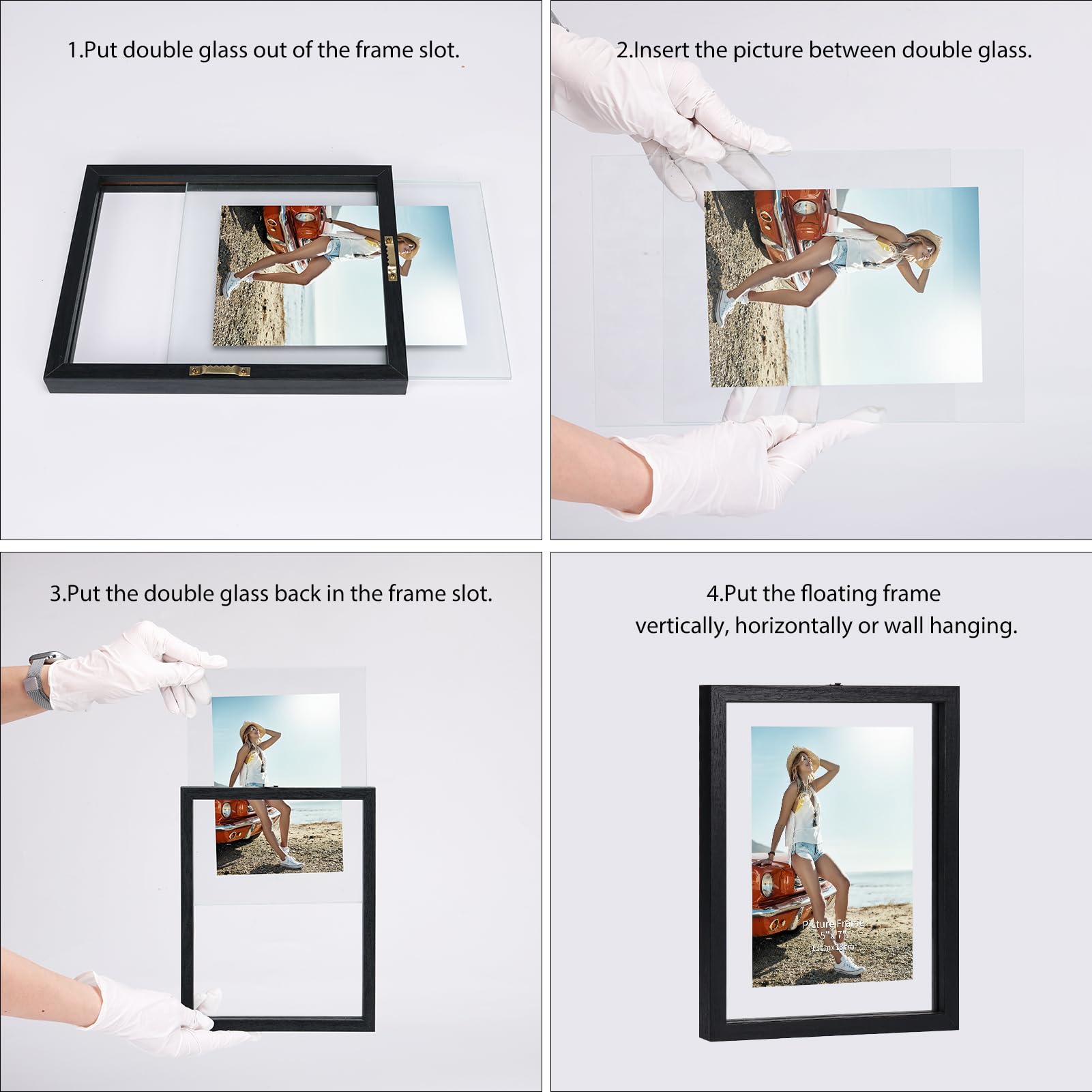 Trwcrt wood-texture MDF frame in black finish for versatile display