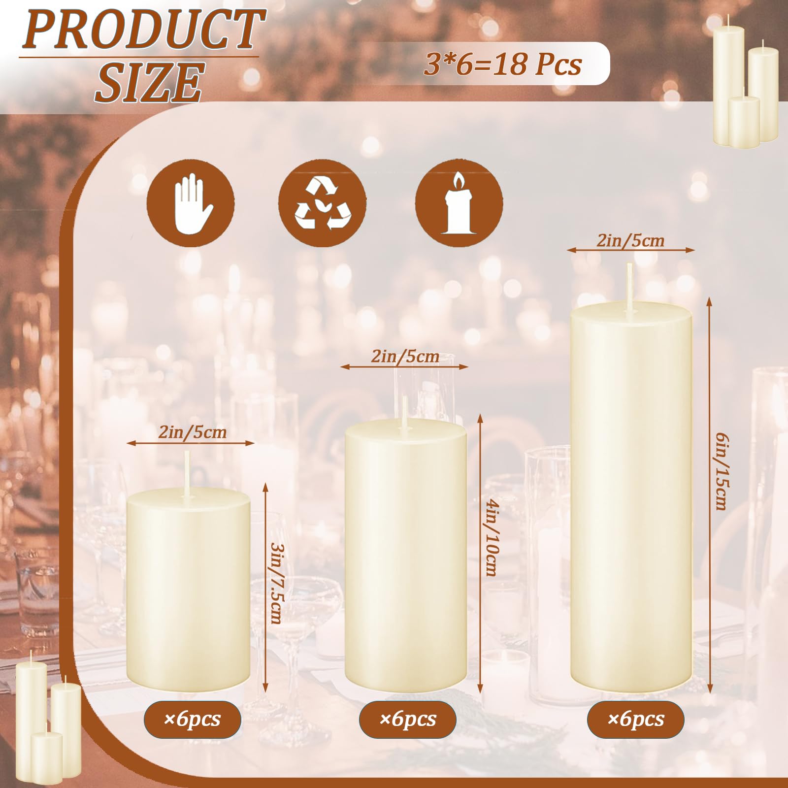 Trxvxo ivory pillar candle 4-inch adds warm ambiance to events.