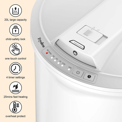 Trydow towel warmer bucket lid open for easy loading and quick access
