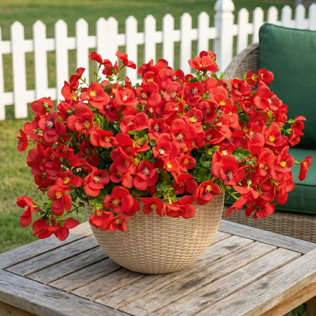 trytuny artificial flowers outdoor 12pcs red bundles for year-round porch decor