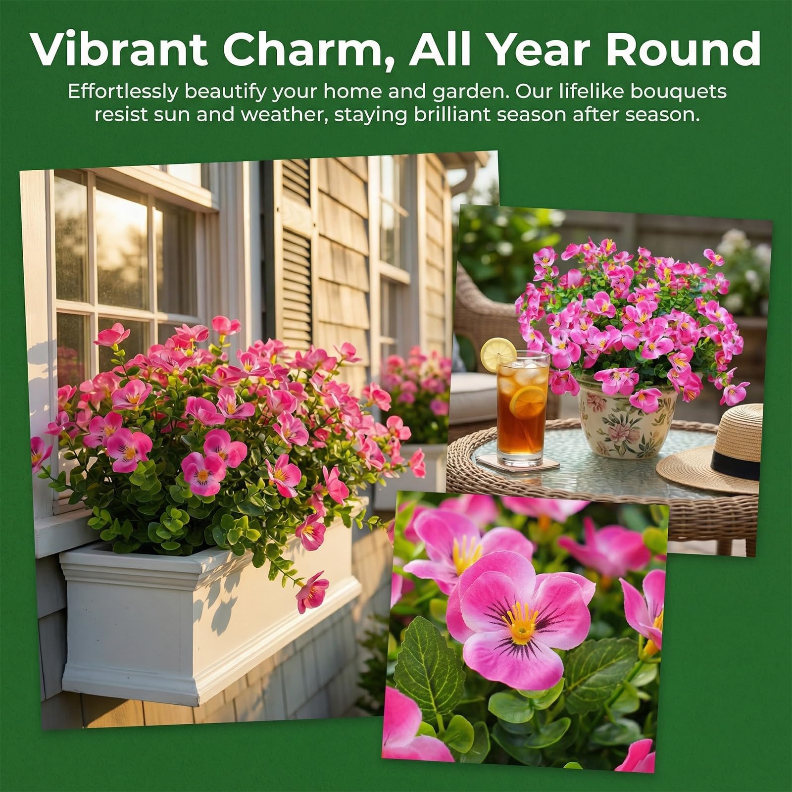 trytuny outdoor artificial roses in red add vibrant focal points to porches and windows.