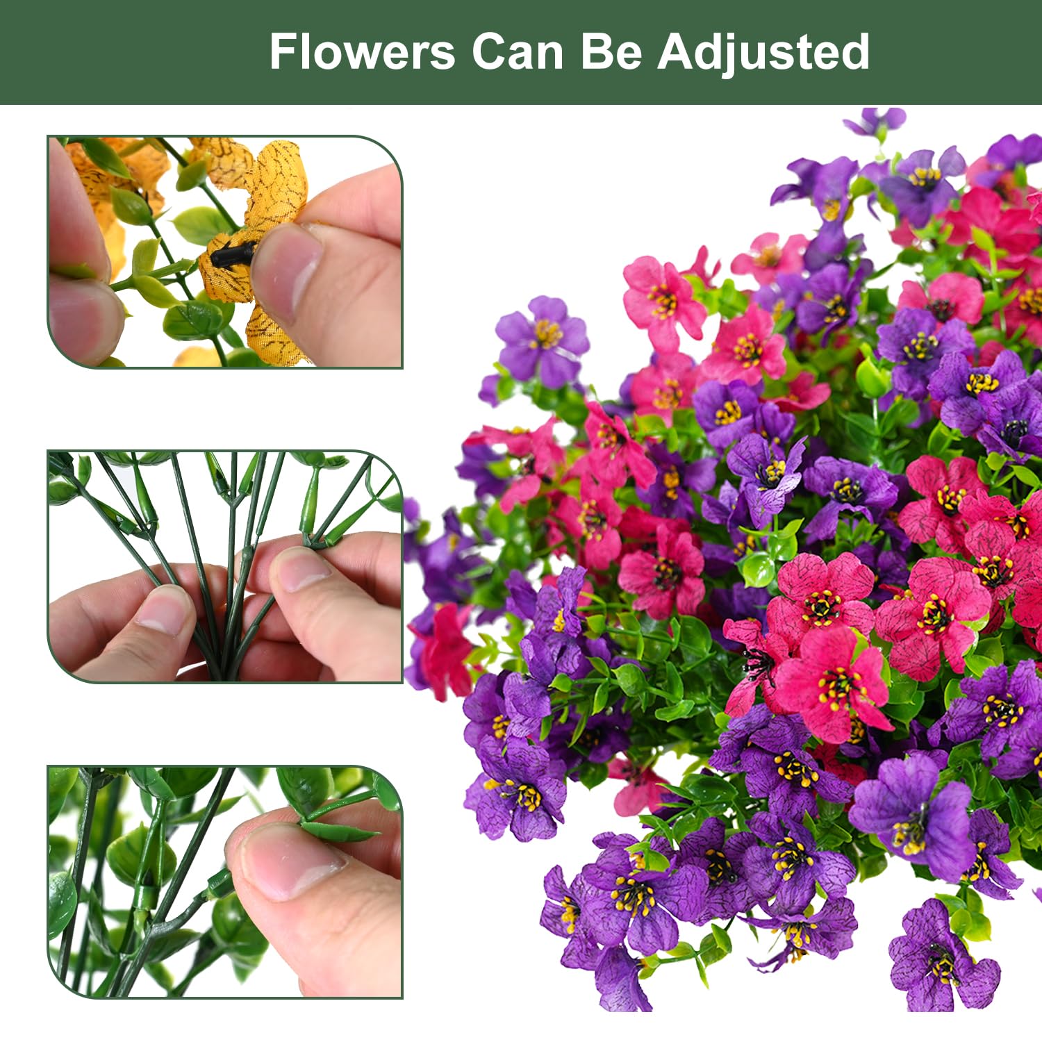 trytuny artificial flowers purple rosy close-up realisitc look for patio decor.