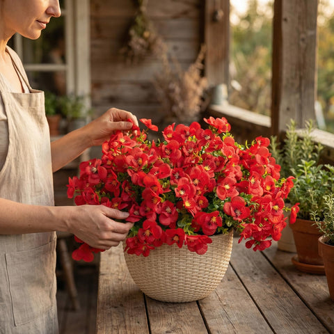 trytuny porch decor outdoor flowers red enhance curb appeal