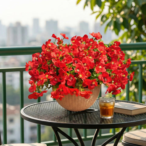 trytuny ready-to-place artificial flowers red for quick setup