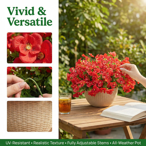 trytuny red artificial flowers bendable stems for easy arrangement