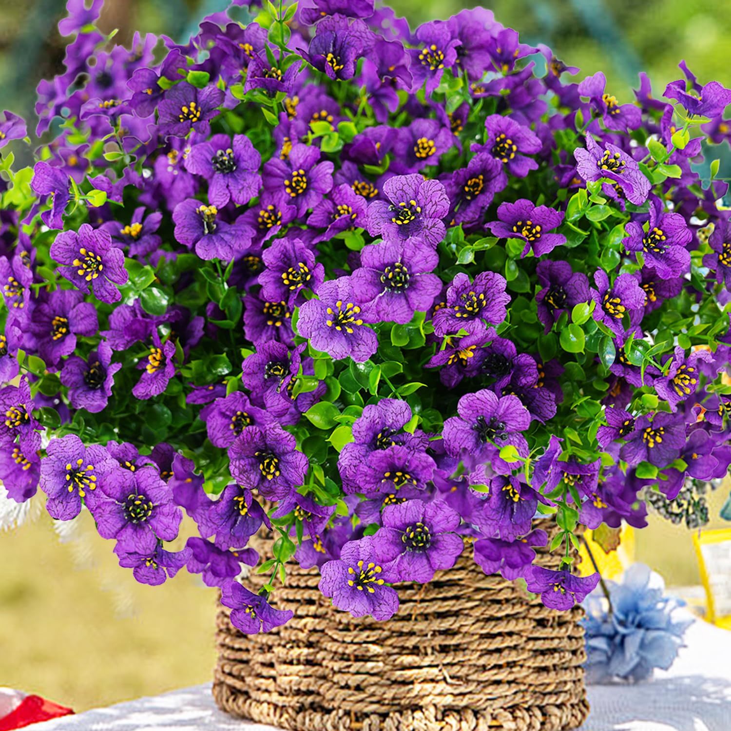 trytuny purple silk flowers for window boxes adding year-round color.