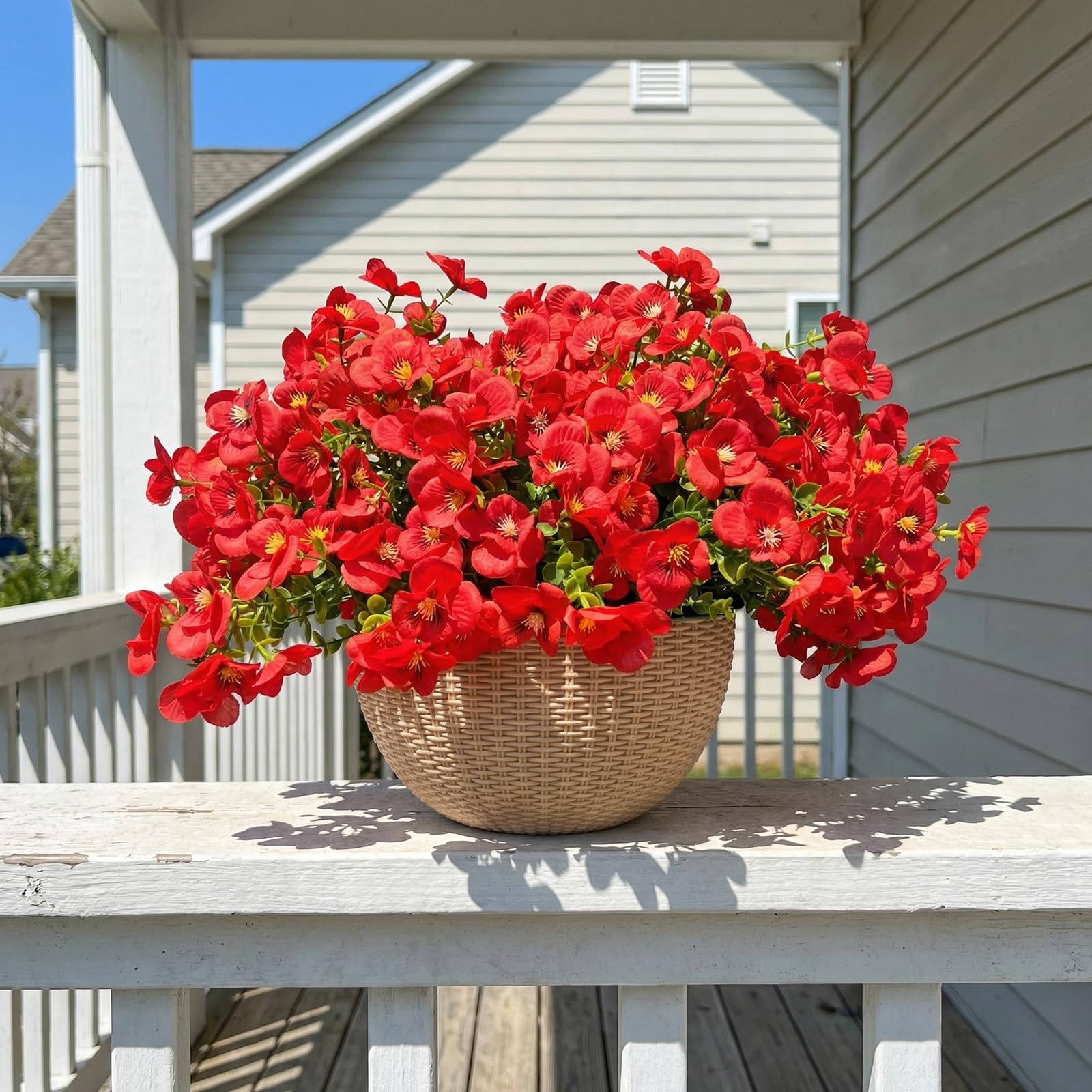 trytuny weather-resistant artificial flowers red for outdoor durability