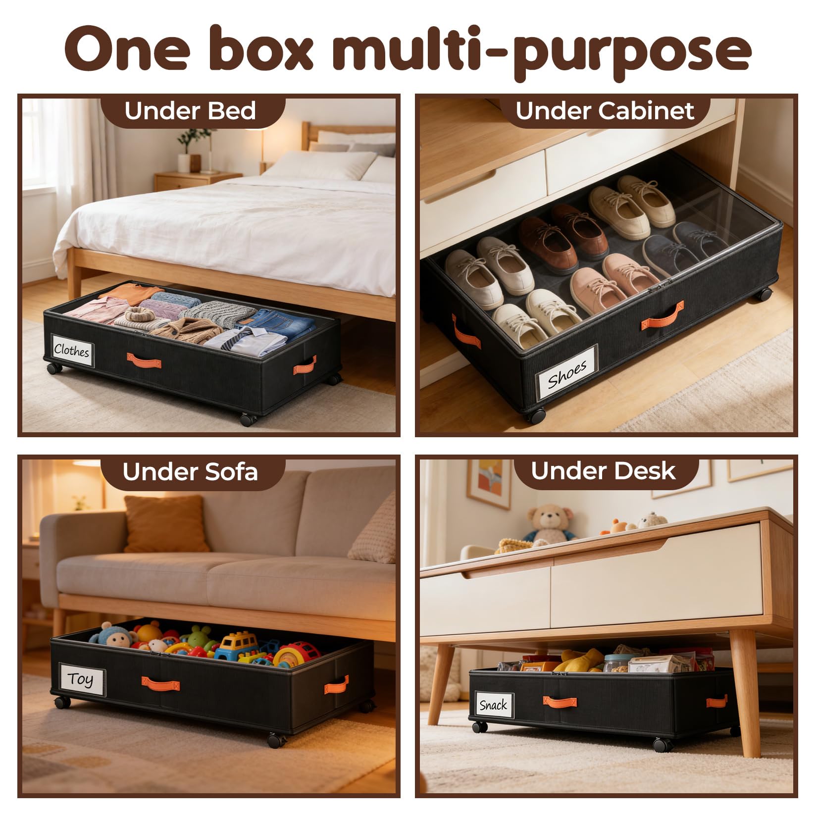 Tsinglax under-bed fit under most frames prevents clutter in bedrooms.