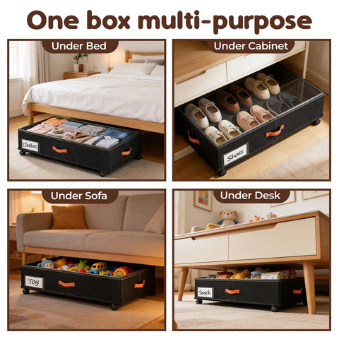 Tsinglax under-bed fit under most frames prevents clutter in bedrooms.