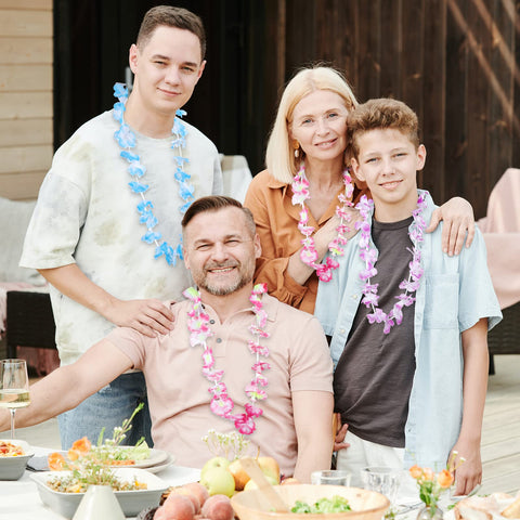 TSMJUWND bulk silk leis add tropical flowers to any setting.