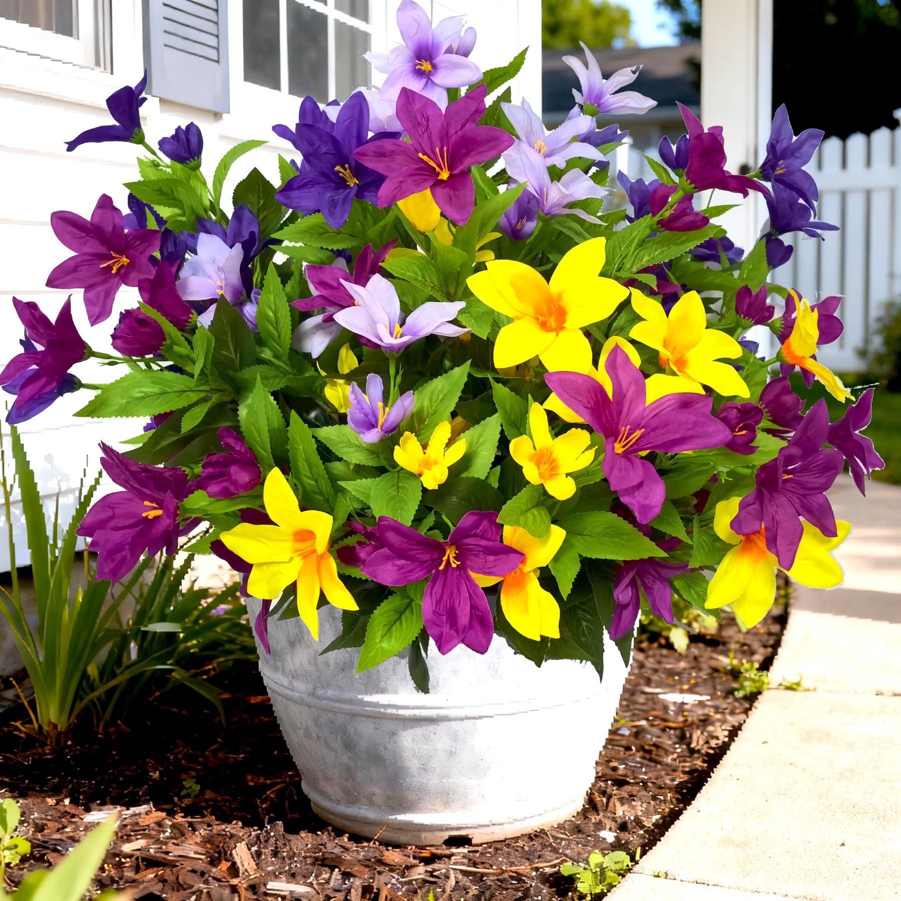 TSTWETO azalea bundles outdoor fake flowers add vibrant curb appeal