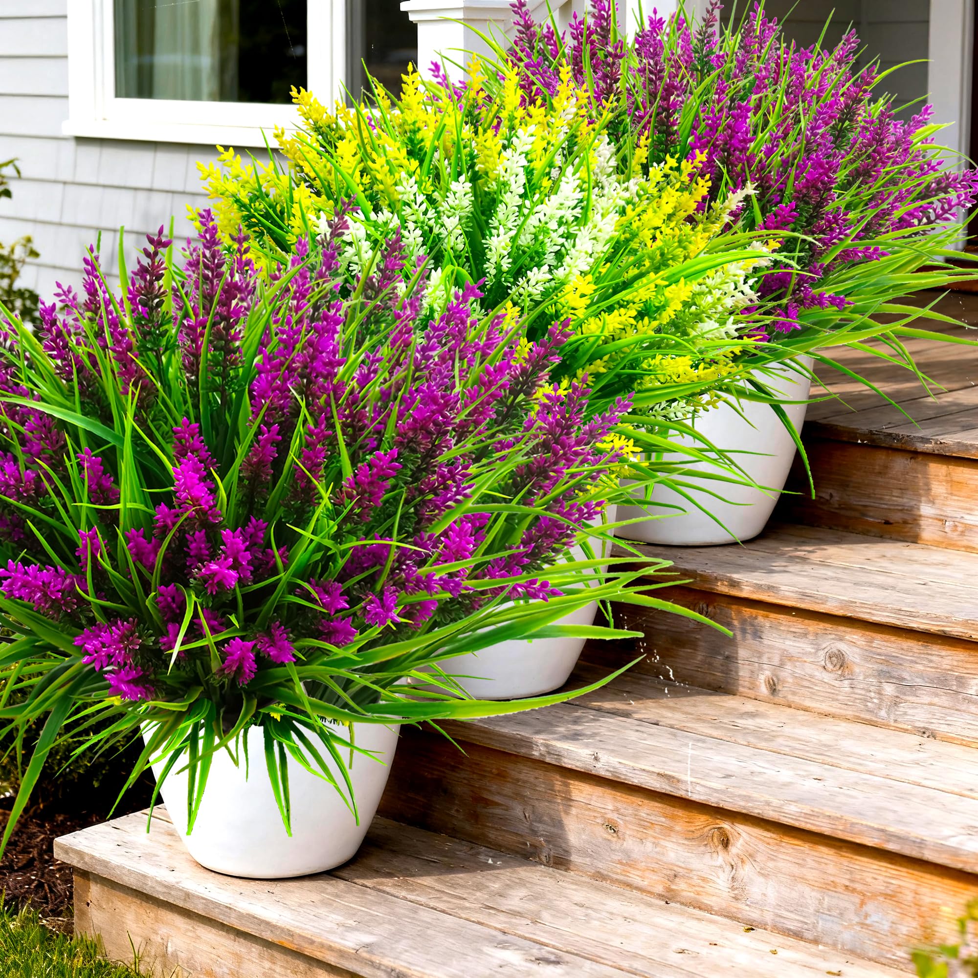 TSTWETO outdoor fake flowers styled on a front porch