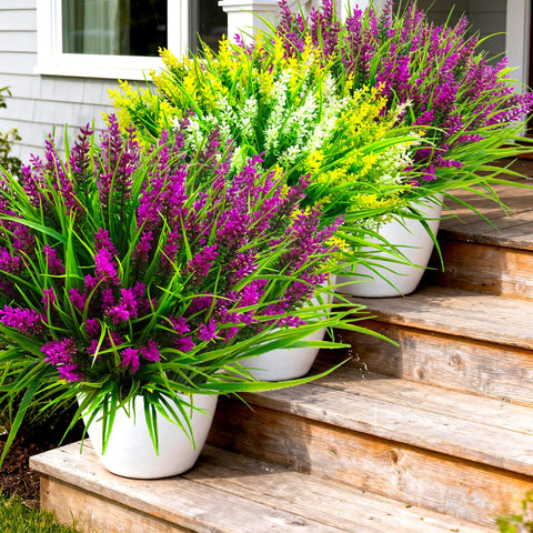 TSTWETO outdoor fake flowers styled on a front porch