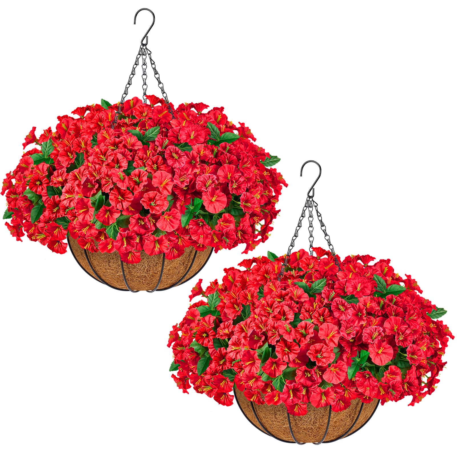 TTQ artificial hanging basket with morning glory blooms enhances outdoor curb appeal.