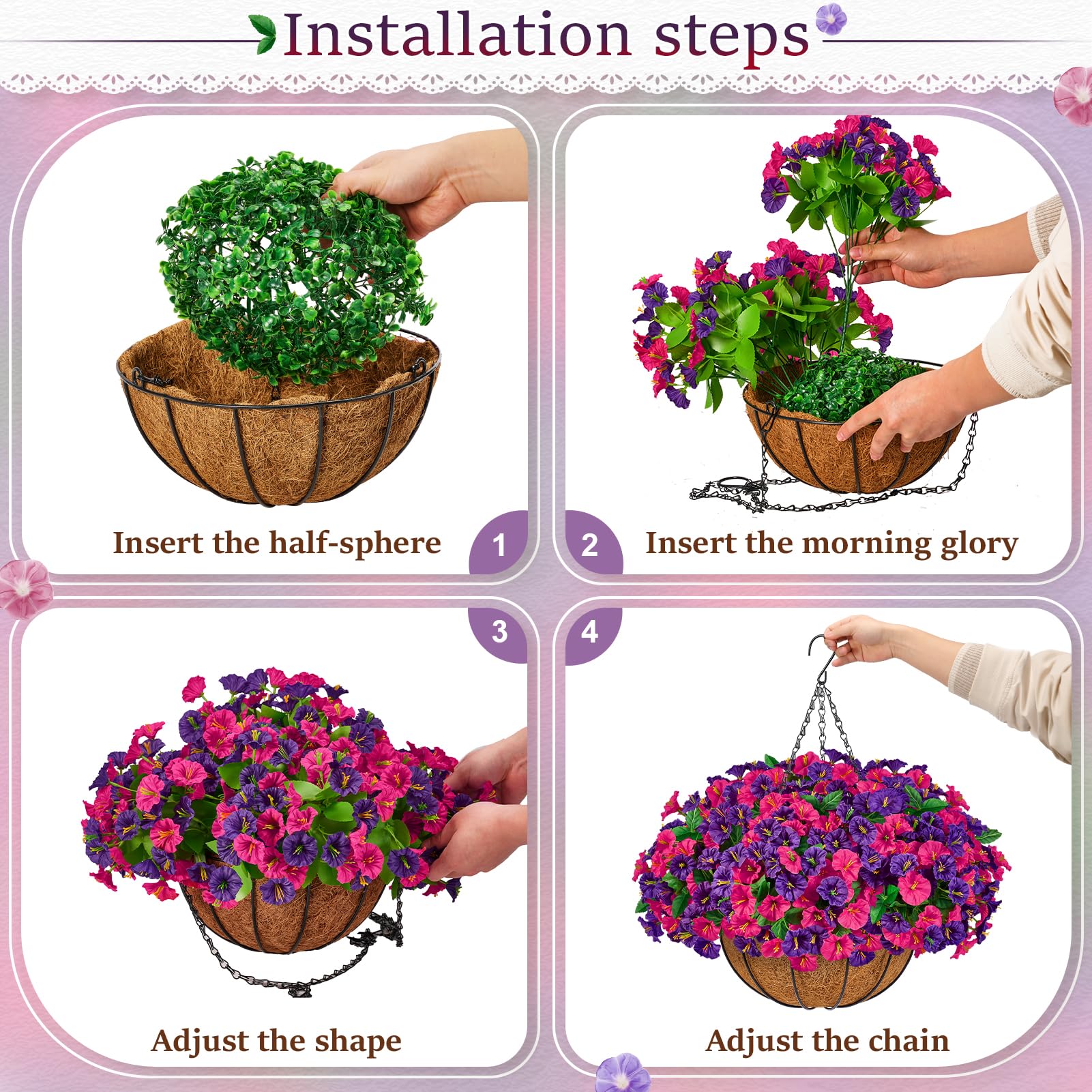 TTQ artificial hanging flower baskets designed for durable outdoor decor.