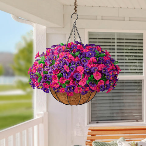 TTQ realistic morning glory blooms add depth to porch landscaping.