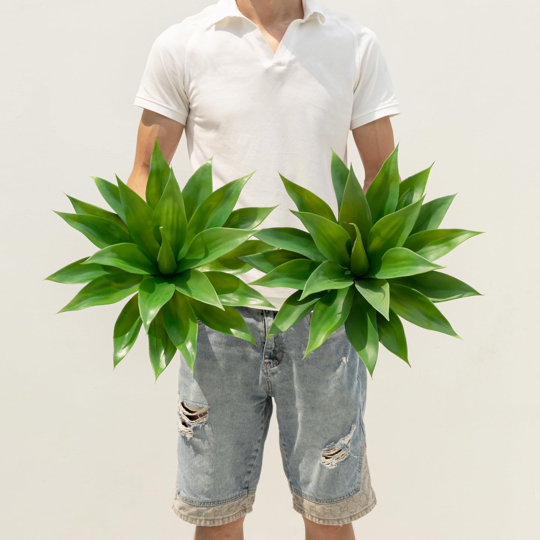 Ttranewsoo 18-inch artificial agave full plant for versatile indoor or outdoor decor
