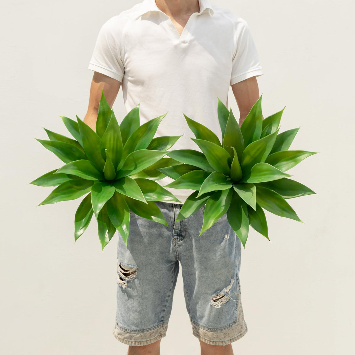 Ttranewsoo 18-inch artificial agave full plant for versatile indoor or outdoor decor