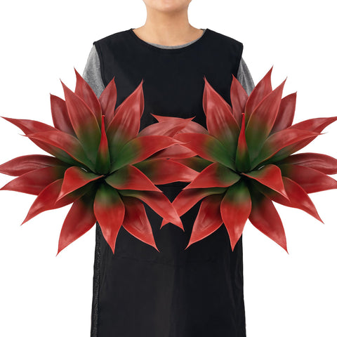 Ttranewsoo artificial agave plant, 18in red, lifelike texture for low-maintenance indoor decor.