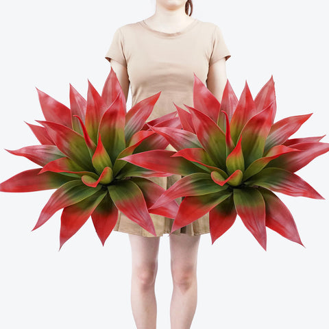 Ttranewsoo 22-inch red artificial agave plant with UV-resistant outdoor appeal.