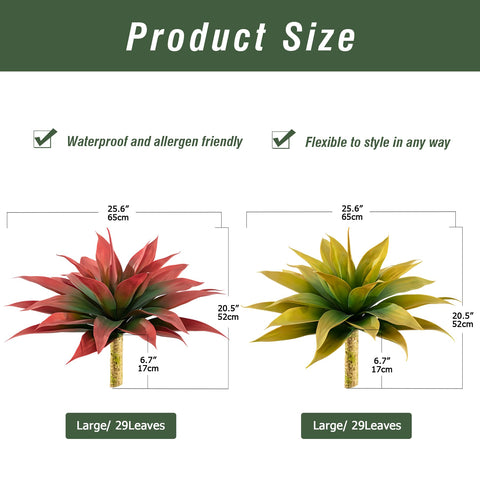Ttranewsoo artificial agave 28-inch plant full view for dramatic outdoor decor.