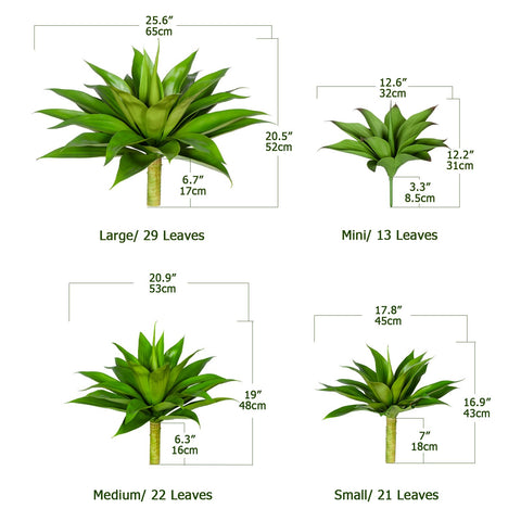 Ttranewsoo artificial agave plants right view showcases lush green foliage for indoor ambiance.