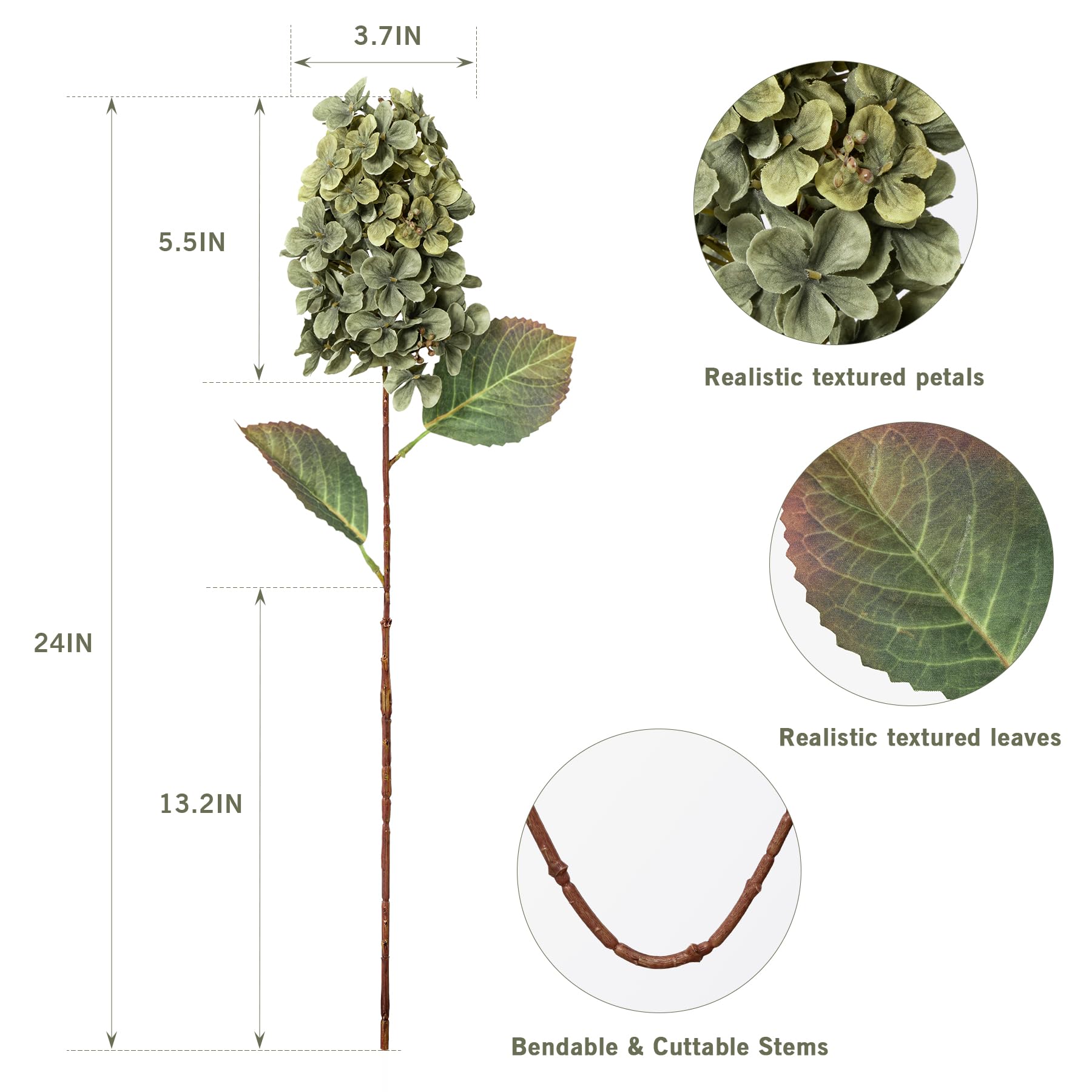 Ttranewsoo Green Hydrangea flower head ideal for vibrant arrangements.