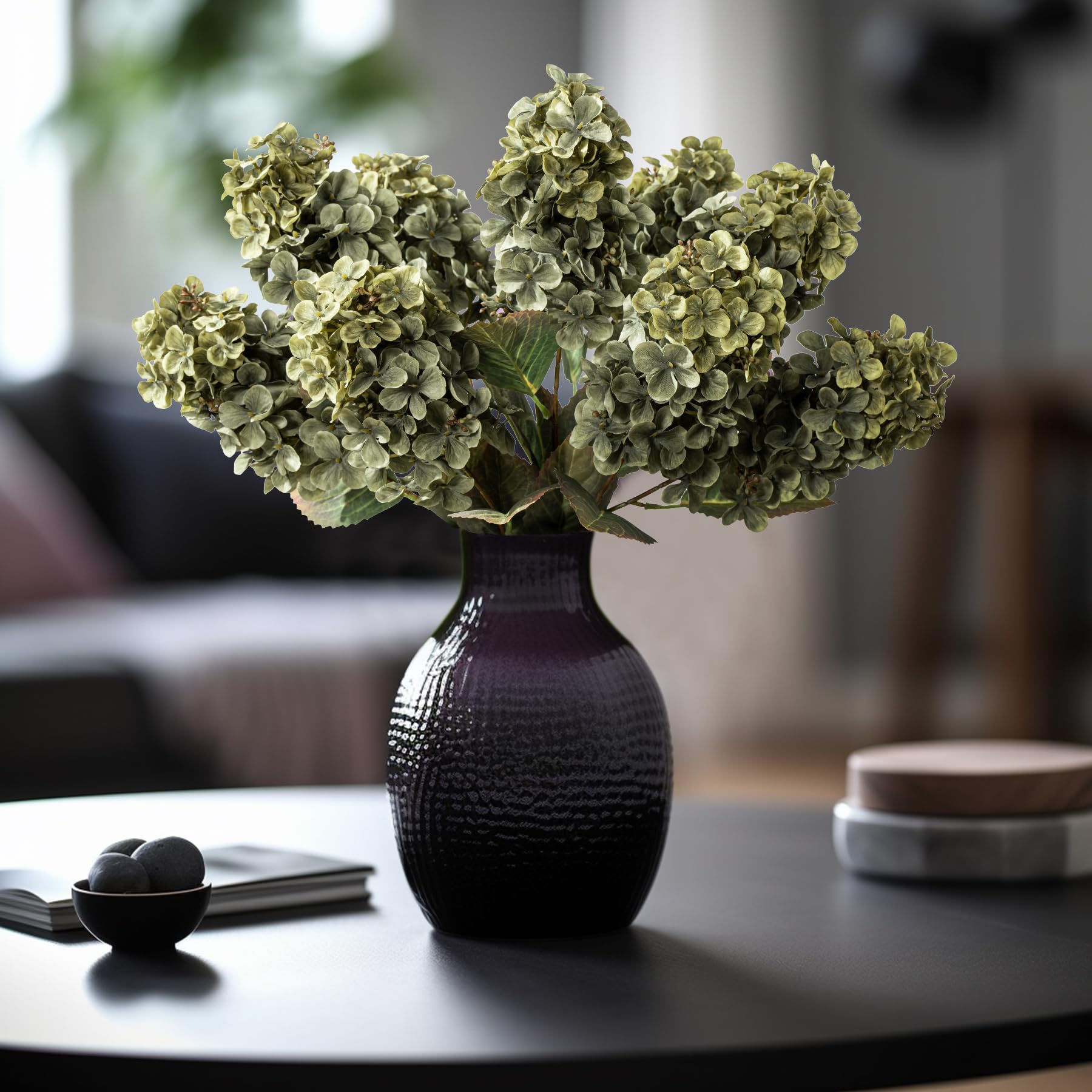 Ttranewsoo Green Hydrangea petals texture highlights realism for decor.