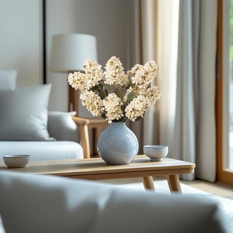 Cream-white hydrangea fake flowers suitable for weddings and parties.