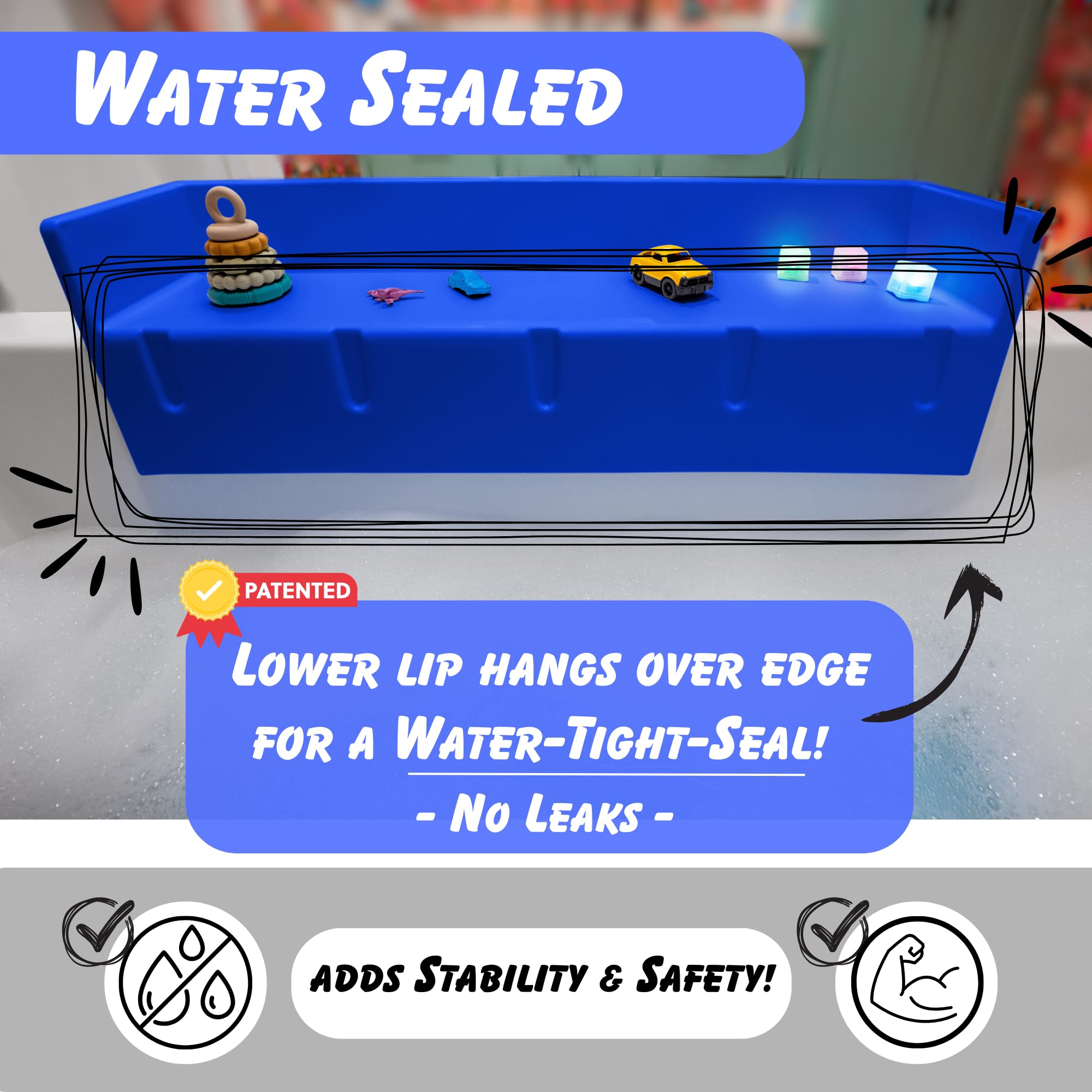 Tub Topper ten suction cups attach securely to tub walls