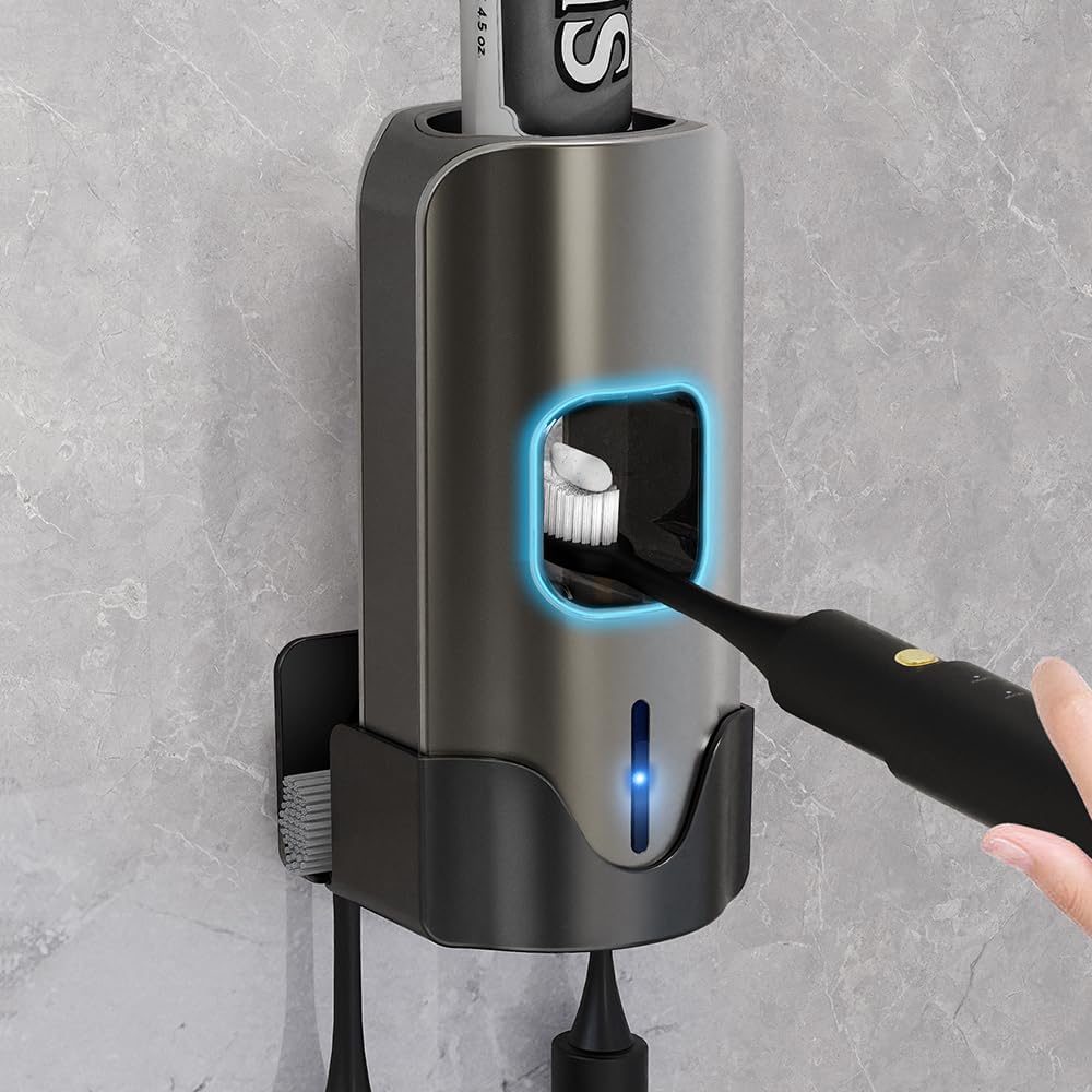TuCao automatic toothpaste dispenser front view with touchless operation