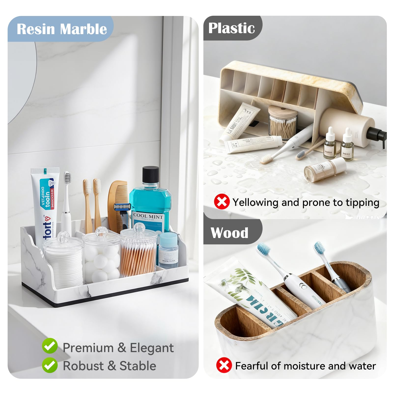 TuCao bathroom organizer with drain holes prevents water buildup.